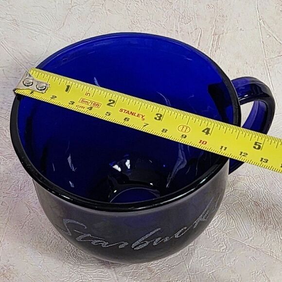 Starbucks Logo Glass Coffee Mug 16 oz cobalt blue sparkly script - Picture 2 of 7